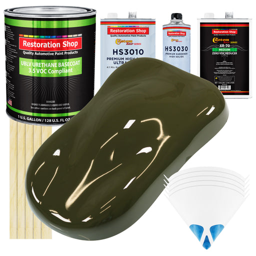Olive Drab Green - LOW VOC Urethane Basecoat with Premium Clearcoat Auto Paint - Complete Medium Gallon Paint Kit - Professional Automotive Coating