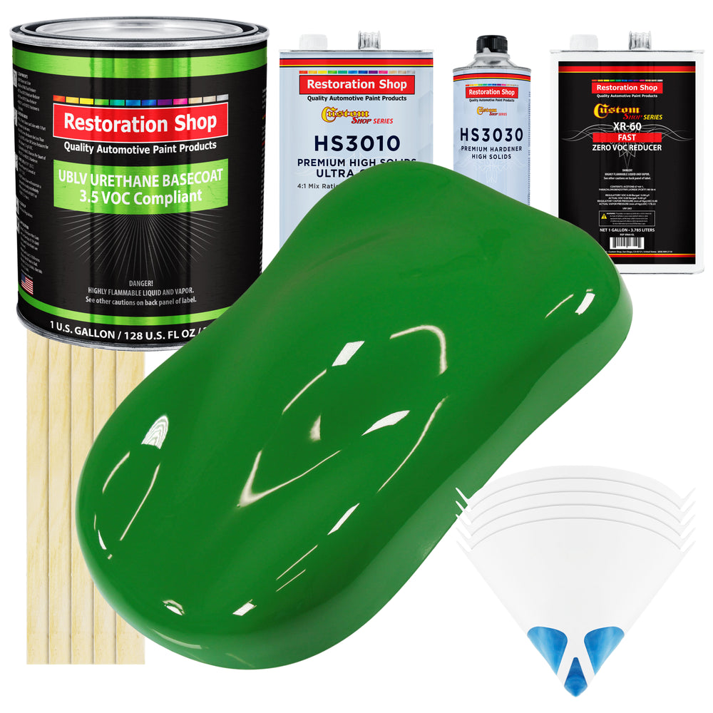 Vibrant Lime Green - LOW VOC Urethane Basecoat with Premium Clearcoat Auto Paint - Complete Fast Gallon Paint Kit - Professional Automotive Coating