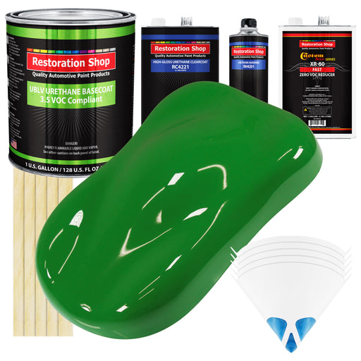 Vibrant Lime Green - LOW VOC Urethane Basecoat with Clearcoat Auto Paint - Complete Fast Gallon Paint Kit - Professional High Gloss Automotive Coating