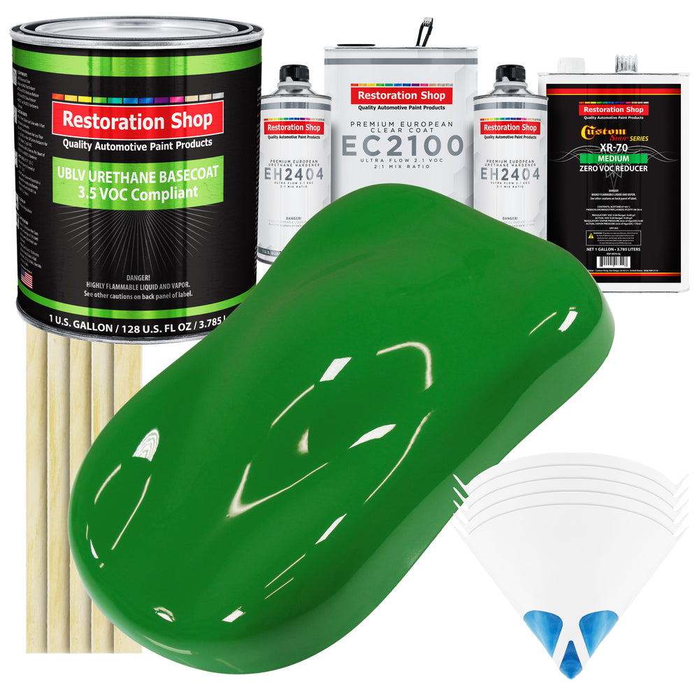 Vibrant Lime Green - LOW VOC Urethane Basecoat with European Clearcoat Auto Paint - Complete Gallon Paint Color Kit - Automotive Coating