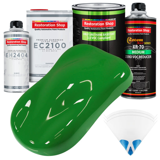 Vibrant Lime Green - LOW VOC Urethane Basecoat with European Clearcoat Auto Paint - Complete Quart Paint Color Kit - Automotive Coating