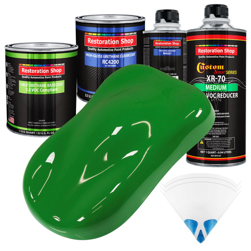 Vibrant Lime Green - LOW VOC Urethane Basecoat with Clearcoat Auto Paint (Complete Medium Quart Paint Kit) Professional High Gloss Automotive Coating
