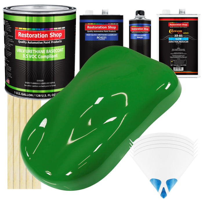 Vibrant Lime Green - LOW VOC Urethane Basecoat with Clearcoat Auto Paint - Complete Slow Gallon Paint Kit - Professional High Gloss Automotive Coating