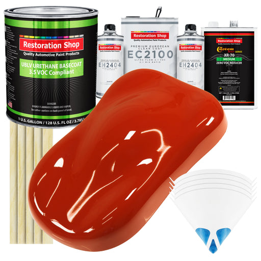 Hot Rod Red - LOW VOC Urethane Basecoat with European Clearcoat Auto Paint - Complete Gallon Paint Color Kit - Automotive Coating