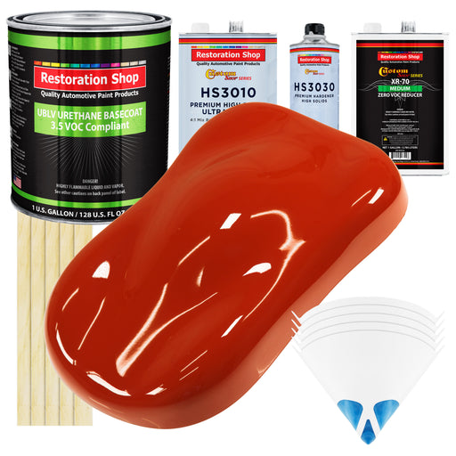 Hot Rod Red - LOW VOC Urethane Basecoat with Premium Clearcoat Auto Paint - Complete Medium Gallon Paint Kit - Professional Gloss Automotive Coating