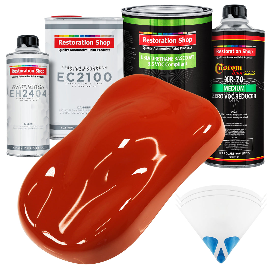 Hot Rod Red - LOW VOC Urethane Basecoat with European Clearcoat Auto Paint - Complete Quart Paint Color Kit - Automotive Coating