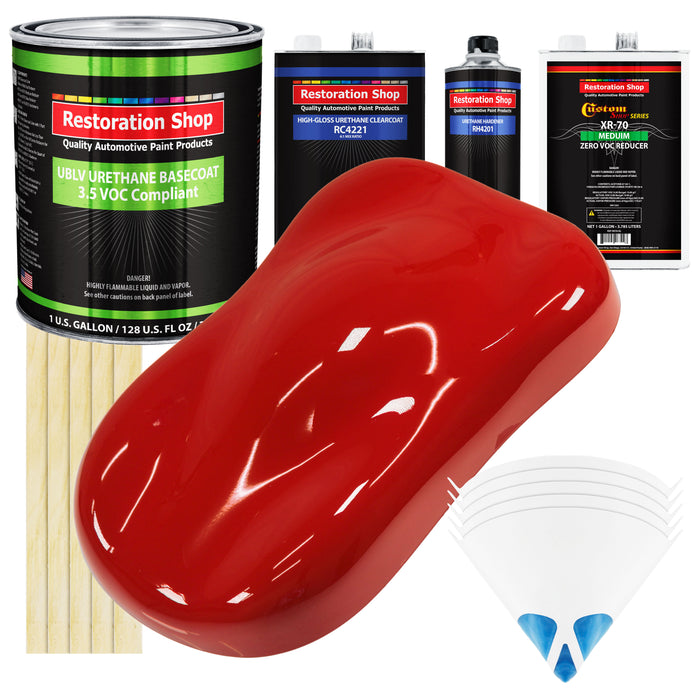 Graphic Red - LOW VOC Urethane Basecoat with Clearcoat Auto Paint - Complete Medium Gallon Paint Kit - Professional High Gloss Automotive Coating