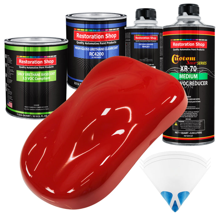 Graphic Red - LOW VOC Urethane Basecoat with Clearcoat Auto Paint - Complete Medium Quart Paint Kit - Professional High Gloss Automotive Coating
