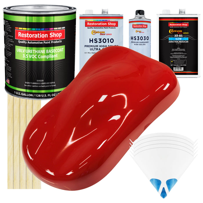 Graphic Red - LOW VOC Urethane Basecoat with Premium Clearcoat Auto Paint (Complete Slow Gallon Paint Kit) Professional High Gloss Automotive Coating