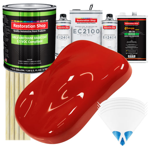 Swift Red - LOW VOC Urethane Basecoat with European Clearcoat Auto Paint - Complete Gallon Paint Color Kit - Automotive Coating