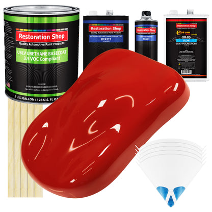 Swift Red - LOW VOC Urethane Basecoat with Clearcoat Auto Paint - Complete Slow Gallon Paint Kit - Professional High Gloss Automotive Coating