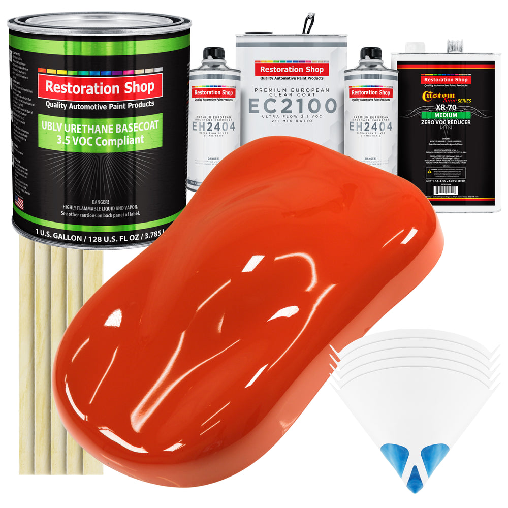 Tractor Red - LOW VOC Urethane Basecoat with European Clearcoat Auto Paint - Complete Gallon Paint Color Kit - Automotive Coating