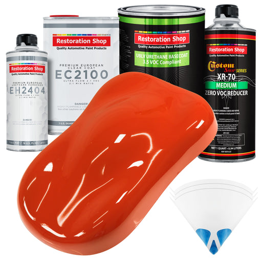 Tractor Red - LOW VOC Urethane Basecoat with European Clearcoat Auto Paint - Complete Quart Paint Color Kit - Automotive Coating