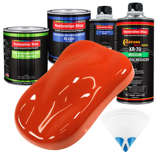 Tractor Red - LOW VOC Urethane Basecoat with Clearcoat Auto Paint - Complete Medium Quart Paint Kit - Professional High Gloss Automotive Coating