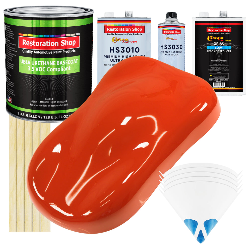 Tractor Red - LOW VOC Urethane Basecoat with Premium Clearcoat Auto Paint (Complete Slow Gallon Paint Kit) Professional High Gloss Automotive Coating