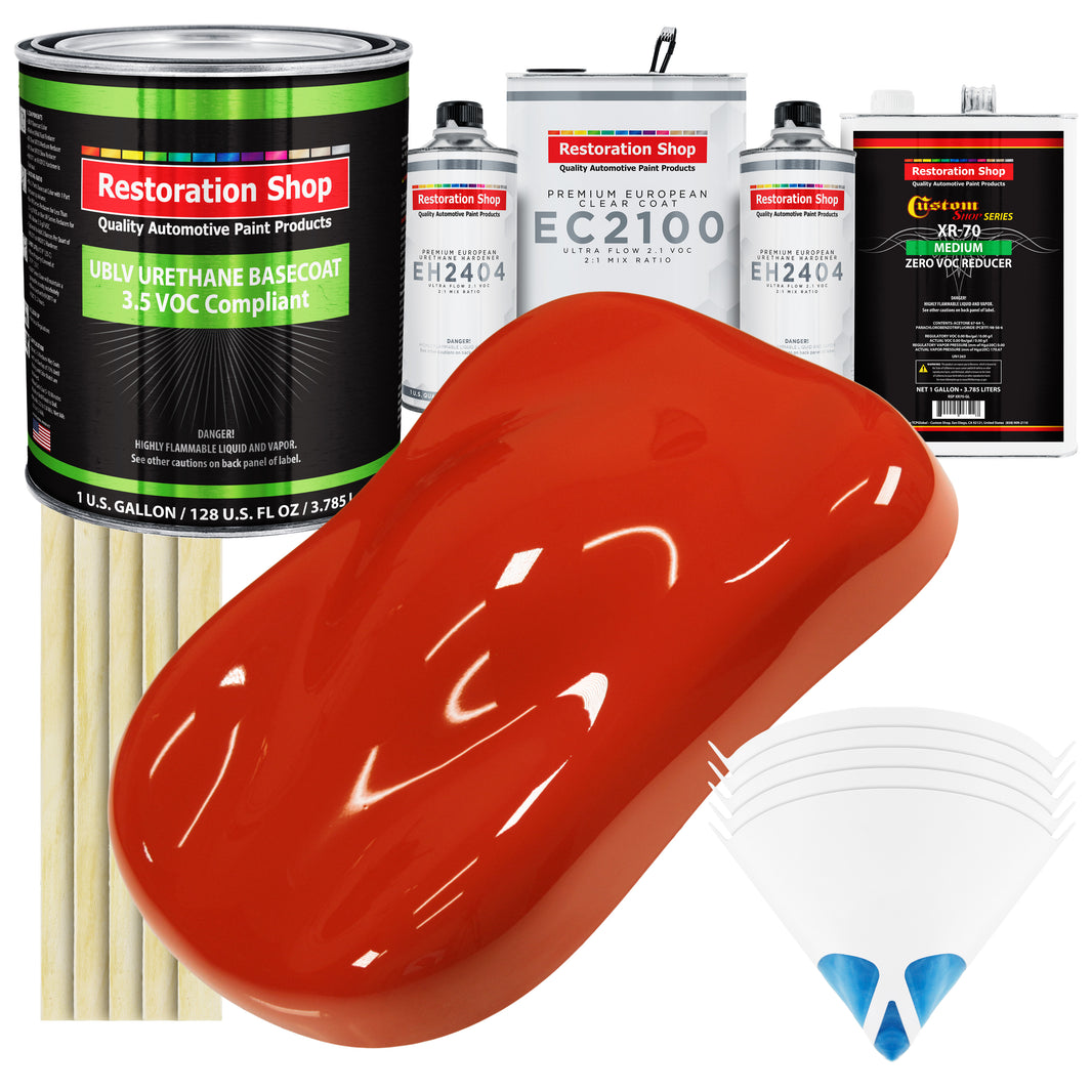 Monza Red - LOW VOC Urethane Basecoat with European Clearcoat Auto Paint - Complete Gallon Paint Color Kit - Automotive Coating