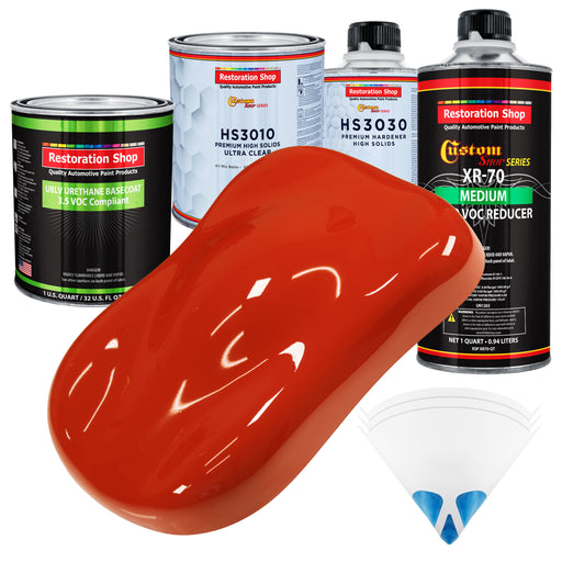 Monza Red - LOW VOC Urethane Basecoat with Premium Clearcoat Auto Paint - Complete Medium Quart Paint Kit - Professional High Gloss Automotive Coating