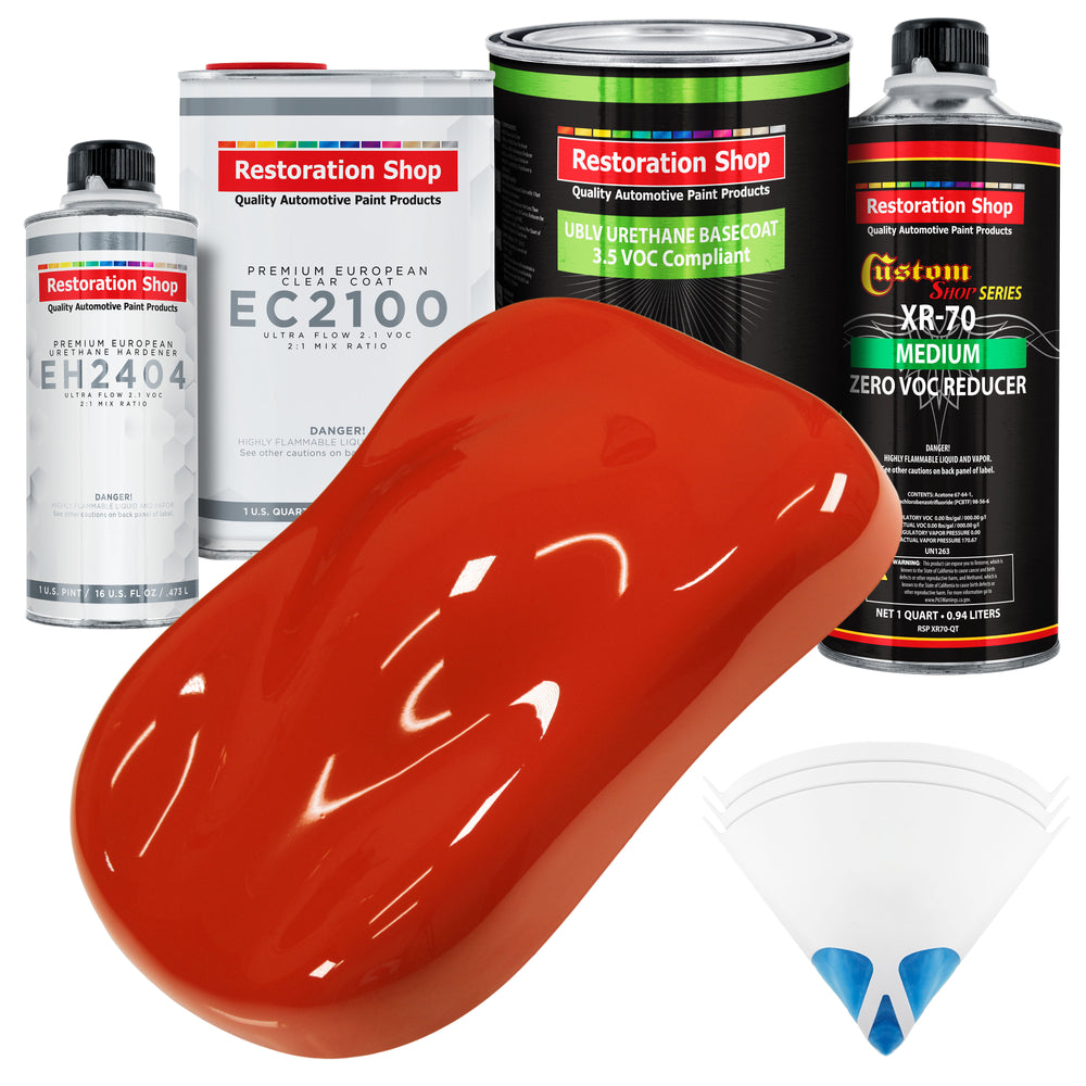 Monza Red - LOW VOC Urethane Basecoat with European Clearcoat Auto Paint - Complete Quart Paint Color Kit - Automotive Coating