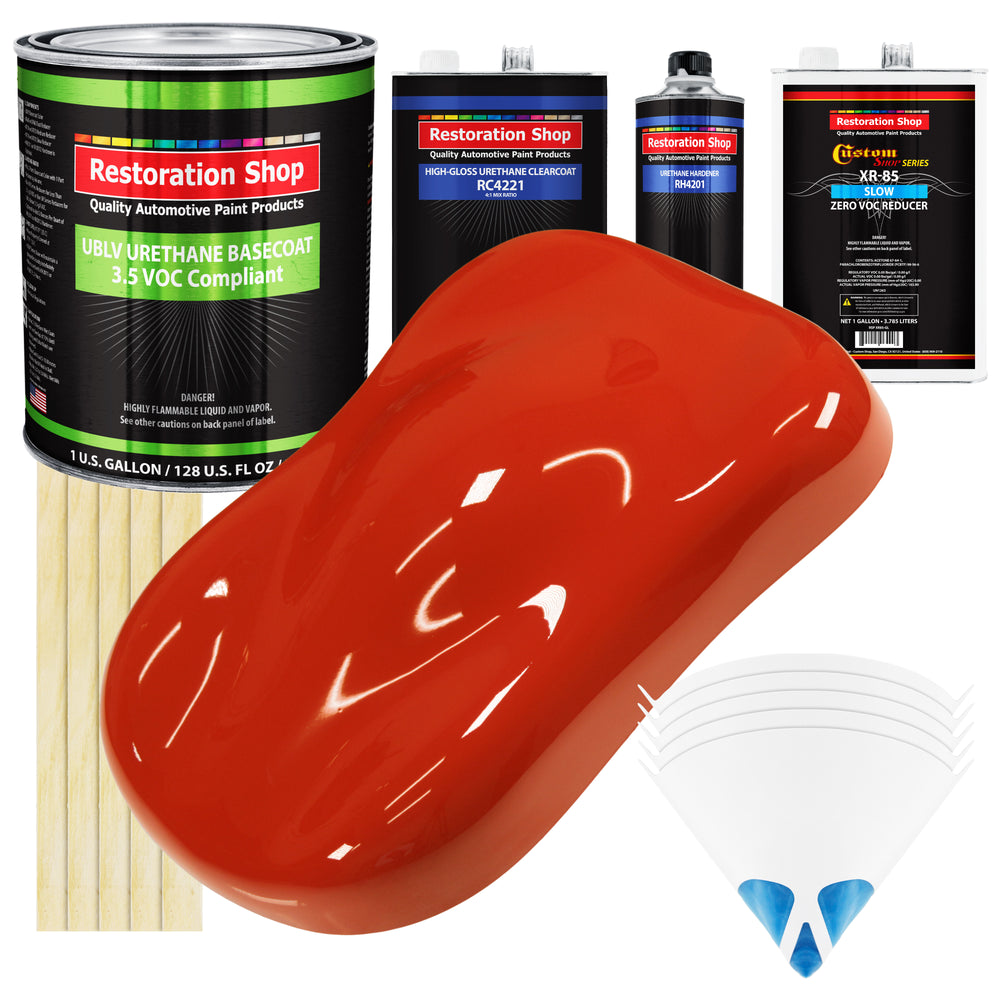 Monza Red - LOW VOC Urethane Basecoat with Clearcoat Auto Paint - Complete Slow Gallon Paint Kit - Professional High Gloss Automotive Coating