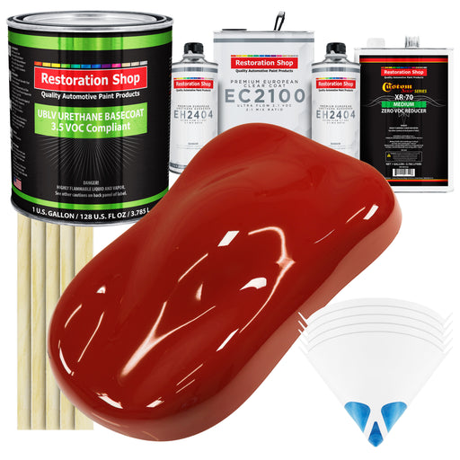 Candy Apple Red - LOW VOC Urethane Basecoat with European Clearcoat Auto Paint - Complete Gallon Paint Color Kit - Automotive Coating