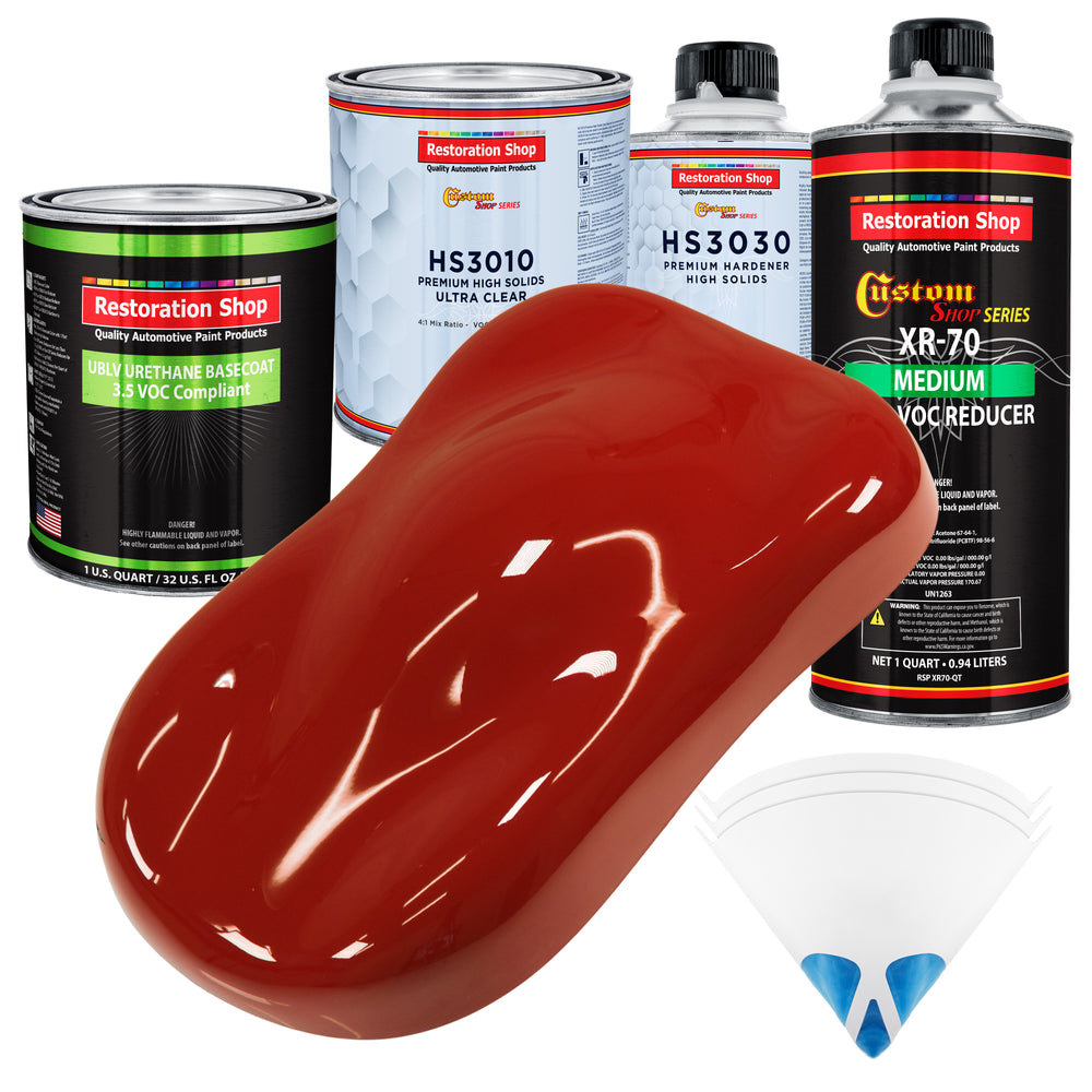 Candy Apple Red - LOW VOC Urethane Basecoat with Premium Clearcoat Auto Paint (Complete Medium Quart Paint Kit) Professional Gloss Automotive Coating