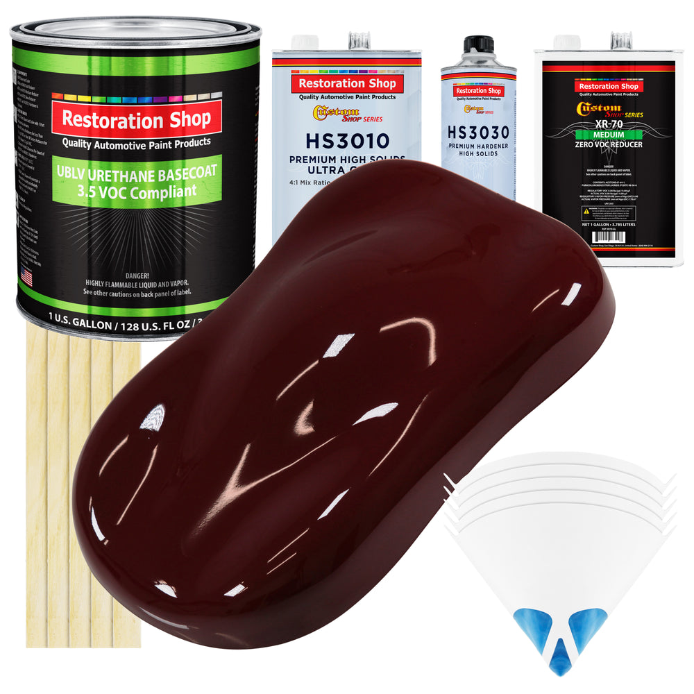 Carmine Red - LOW VOC Urethane Basecoat with Premium Clearcoat Auto Paint - Complete Medium Gallon Paint Kit - Professional Gloss Automotive Coating