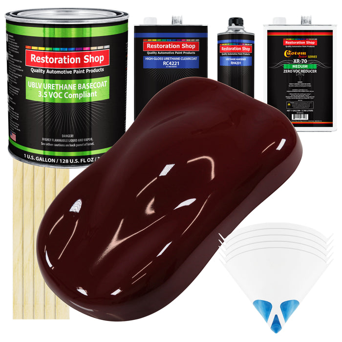 Carmine Red - LOW VOC Urethane Basecoat with Clearcoat Auto Paint - Complete Medium Gallon Paint Kit - Professional High Gloss Automotive Coating