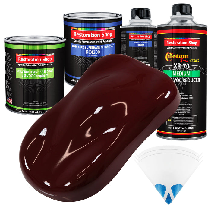 Carmine Red - LOW VOC Urethane Basecoat with Clearcoat Auto Paint - Complete Medium Quart Paint Kit - Professional High Gloss Automotive Coating