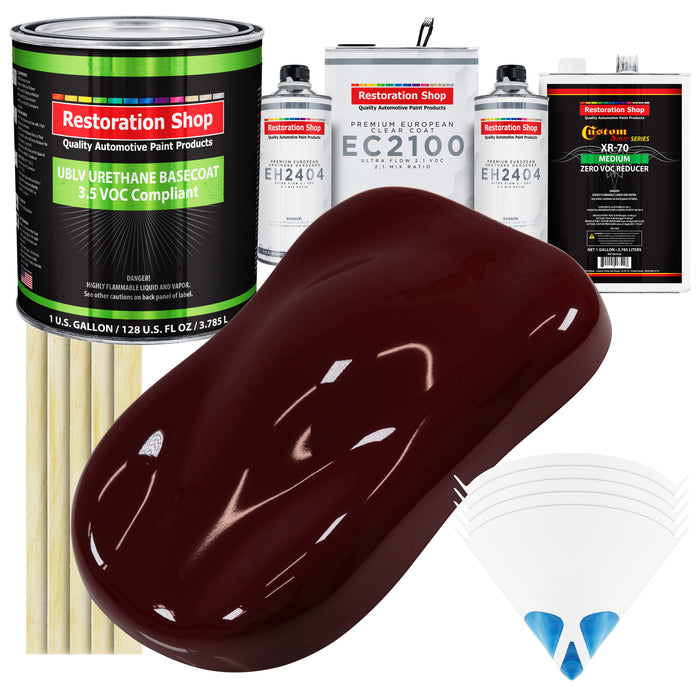 Burgundy - LOW VOC Urethane Basecoat with European Clearcoat Auto Paint - Complete Gallon Paint Color Kit - Automotive Coating