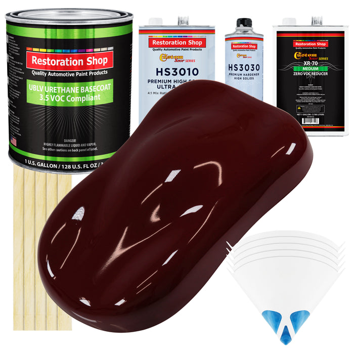 Burgundy - LOW VOC Urethane Basecoat with Premium Clearcoat Auto Paint - Complete Medium Gallon Paint Kit - Professional High Gloss Automotive Coating