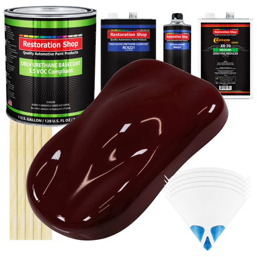 Burgundy - LOW VOC Urethane Basecoat with Clearcoat Auto Paint - Complete Medium Gallon Paint Kit - Professional High Gloss Automotive Coating
