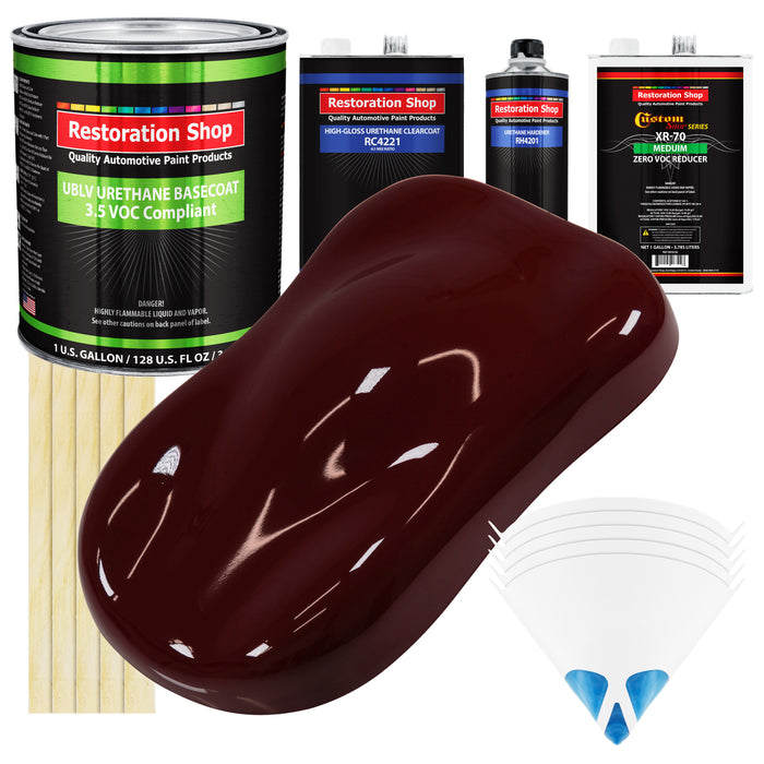 Burgundy - LOW VOC Urethane Basecoat with Clearcoat Auto Paint - Complete Medium Gallon Paint Kit - Professional High Gloss Automotive Coating