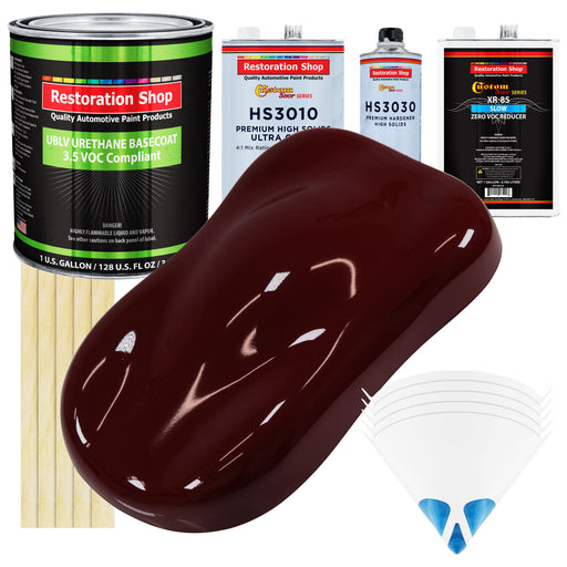 Burgundy - LOW VOC Urethane Basecoat with Premium Clearcoat Auto Paint - Complete Slow Gallon Paint Kit - Professional High Gloss Automotive Coating