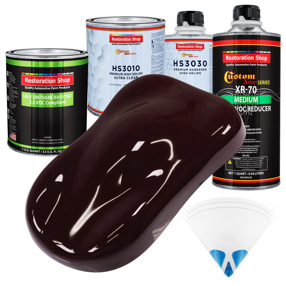 Royal Maroon - LOW VOC Urethane Basecoat with Premium Clearcoat Auto Paint - Complete Medium Quart Paint Kit - Professional Gloss Automotive Coating