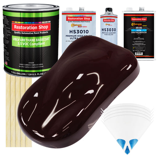 Royal Maroon - LOW VOC Urethane Basecoat with Premium Clearcoat Auto Paint (Complete Slow Gallon Paint Kit) Professional High Gloss Automotive Coating