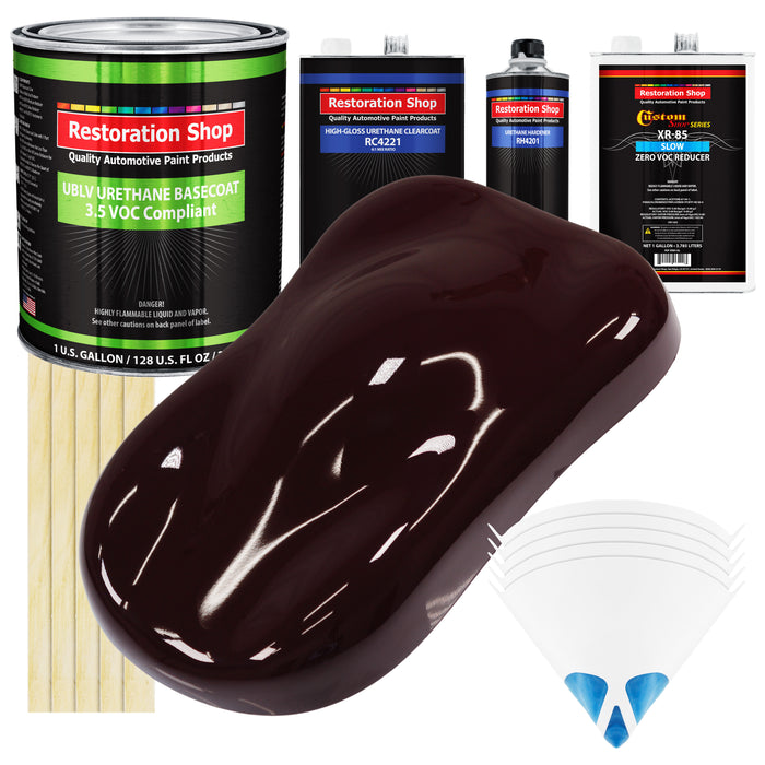 Royal Maroon - LOW VOC Urethane Basecoat with Clearcoat Auto Paint - Complete Slow Gallon Paint Kit - Professional High Gloss Automotive Coating