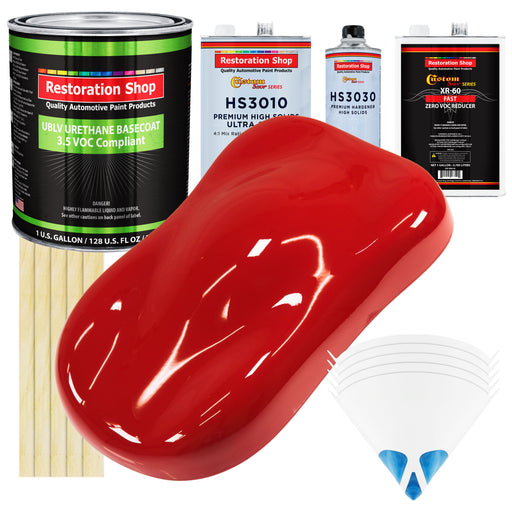 Rally Red - LOW VOC Urethane Basecoat with Premium Clearcoat Auto Paint - Complete Fast Gallon Paint Kit - Professional High Gloss Automotive Coating
