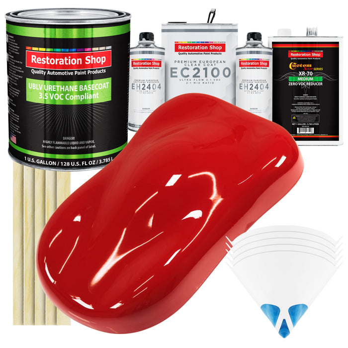 Rally Red - LOW VOC Urethane Basecoat with European Clearcoat Auto Paint - Complete Gallon Paint Color Kit - Automotive Coating