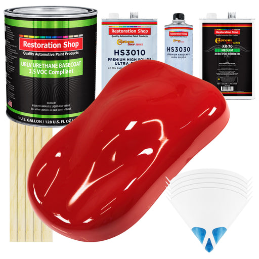 Rally Red - LOW VOC Urethane Basecoat with Premium Clearcoat Auto Paint (Complete Medium Gallon Paint Kit) Professional High Gloss Automotive Coating