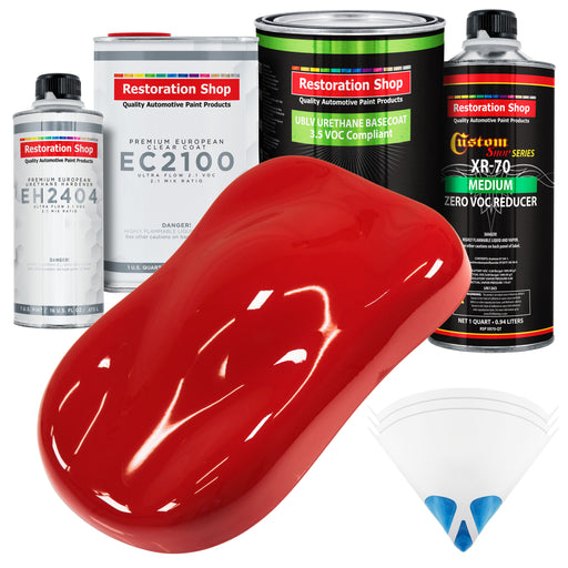 Rally Red - LOW VOC Urethane Basecoat with European Clearcoat Auto Paint - Complete Quart Paint Color Kit - Automotive Coating