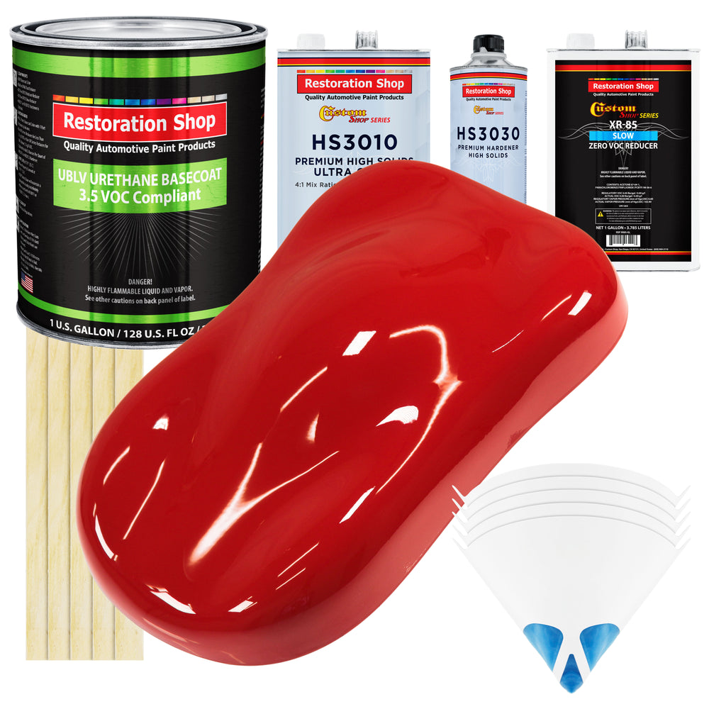 Rally Red - LOW VOC Urethane Basecoat with Premium Clearcoat Auto Paint - Complete Slow Gallon Paint Kit - Professional High Gloss Automotive Coating