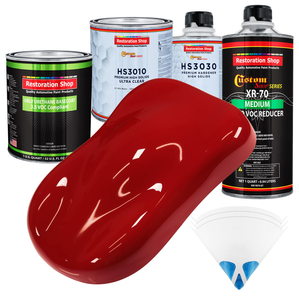 Regal Red - LOW VOC Urethane Basecoat with Premium Clearcoat Auto Paint - Complete Medium Quart Paint Kit - Professional High Gloss Automotive Coating