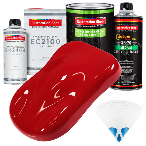 Reptile Red - LOW VOC Urethane Basecoat with European Clearcoat Auto Paint - Complete Quart Paint Color Kit - Automotive Coating