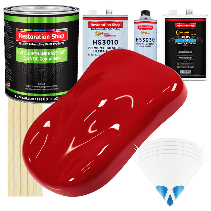 Reptile Red - LOW VOC Urethane Basecoat with Premium Clearcoat Auto Paint (Complete Slow Gallon Paint Kit) Professional High Gloss Automotive Coating