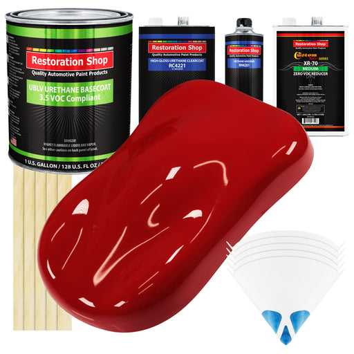 Victory Red - LOW VOC Urethane Basecoat with Clearcoat Auto Paint - Complete Medium Gallon Paint Kit - Professional High Gloss Automotive Coating