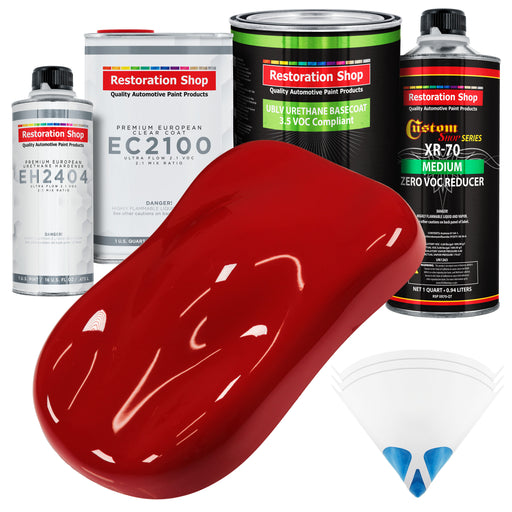 Victory Red - LOW VOC Urethane Basecoat with European Clearcoat Auto Paint - Complete Quart Paint Color Kit - Automotive Coating