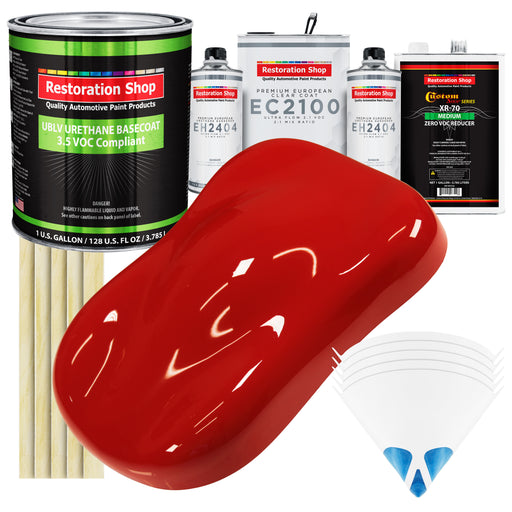 Pro Street Red - LOW VOC Urethane Basecoat with European Clearcoat Auto Paint - Complete Gallon Paint Color Kit - Automotive Coating