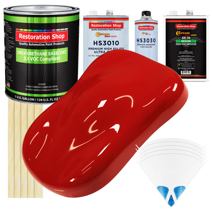 Pro Street Red - LOW VOC Urethane Basecoat with Premium Clearcoat Auto Paint (Complete Medium Gallon Paint Kit) Professional Gloss Automotive Coating