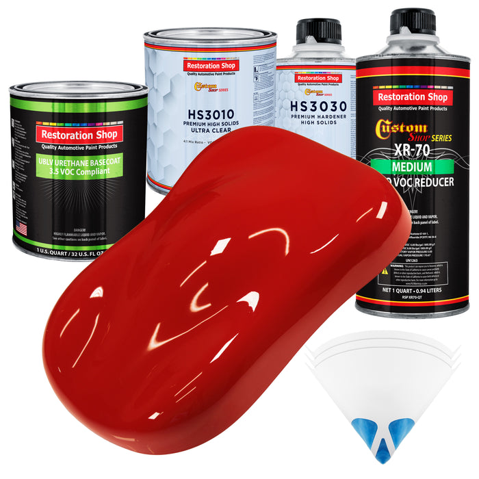 Pro Street Red - LOW VOC Urethane Basecoat with Premium Clearcoat Auto Paint - Complete Medium Quart Paint Kit - Professional Gloss Automotive Coating