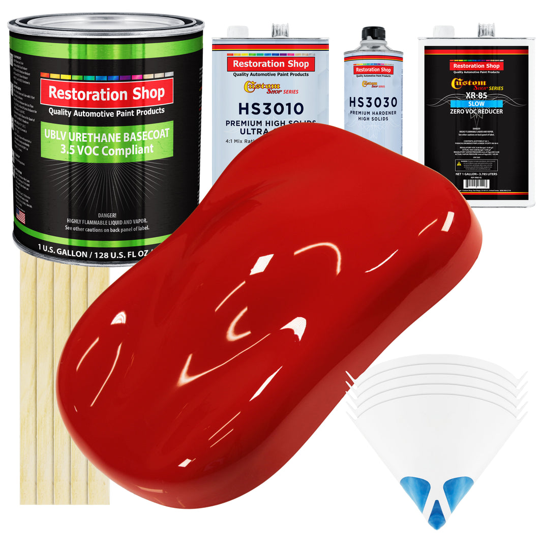 Pro Street Red - LOW VOC Urethane Basecoat with Premium Clearcoat Auto Paint - Complete Slow Gallon Paint Kit - Professional Gloss Automotive Coating
